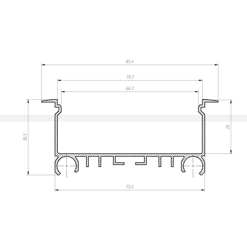 Алюмінієвий врізний LED профіль ЛСВ 70
