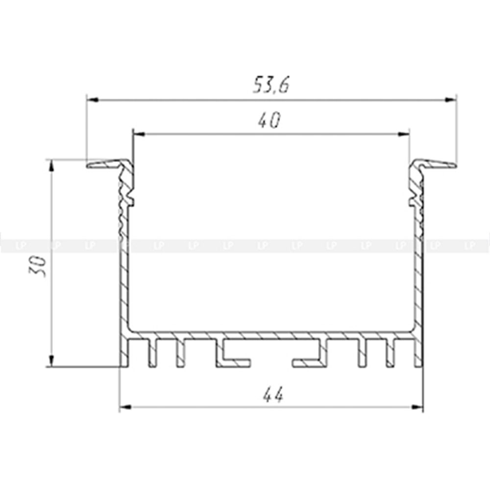 Алюмінієвий врізний LED профіль ЛСВ 40