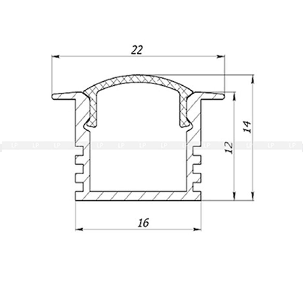 Алюмінієвий врізний LED профіль ЛПВ 12