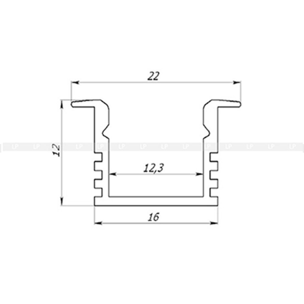 Алюмінієвий врізний LED профіль ЛПВ 12