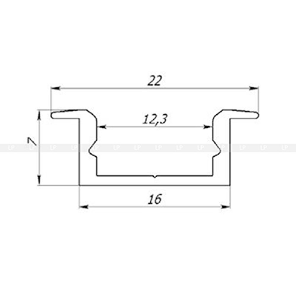 Алюмінієвий врізний LED профіль ЛПВ 7