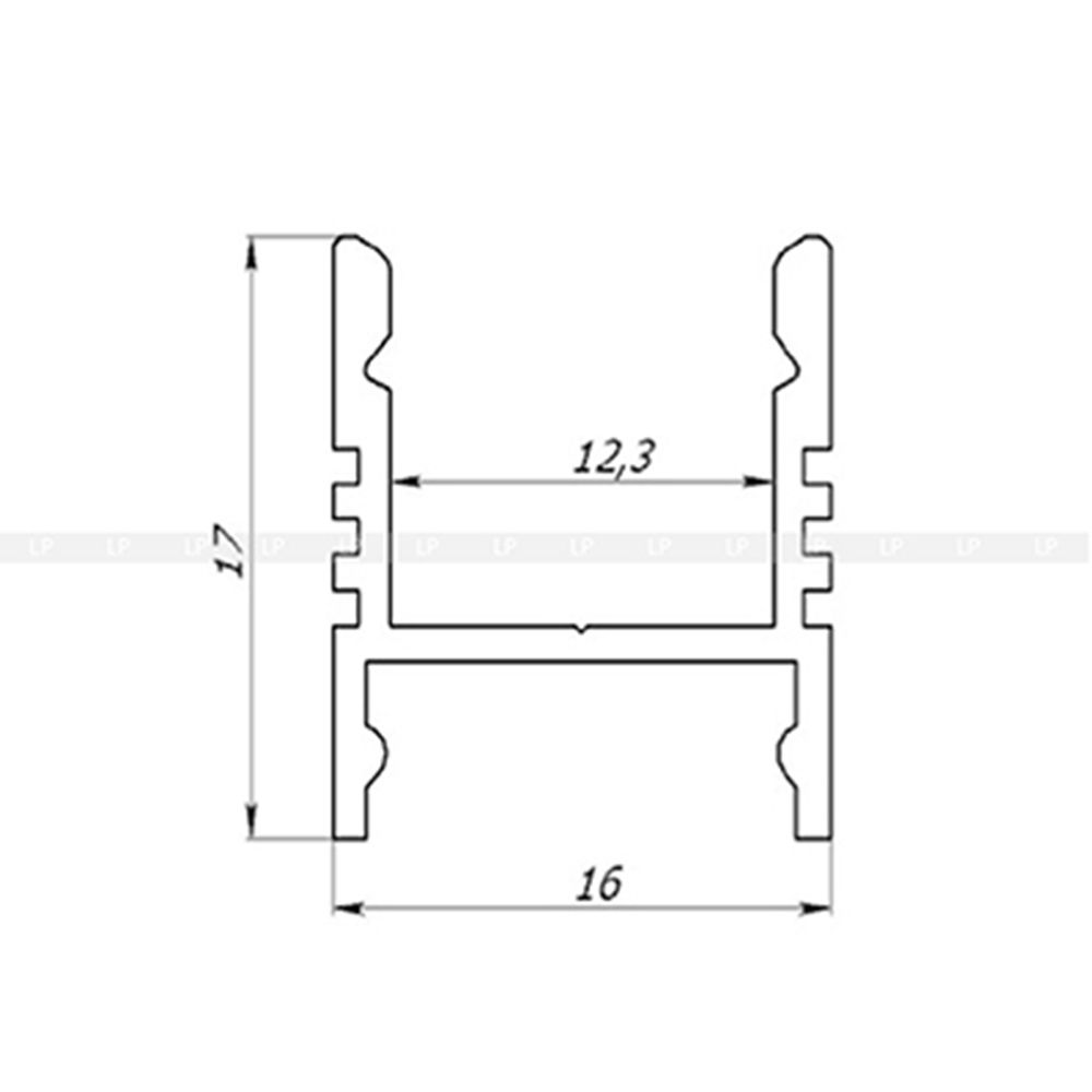 Алюмінієвий накладний LED профіль ЛПС-17