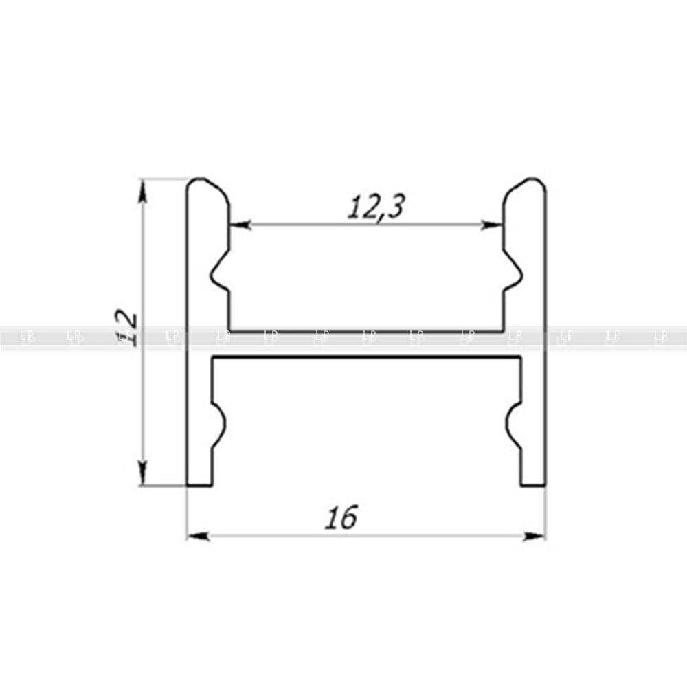 Алюмінієвий накладний LED профіль ЛПС-12