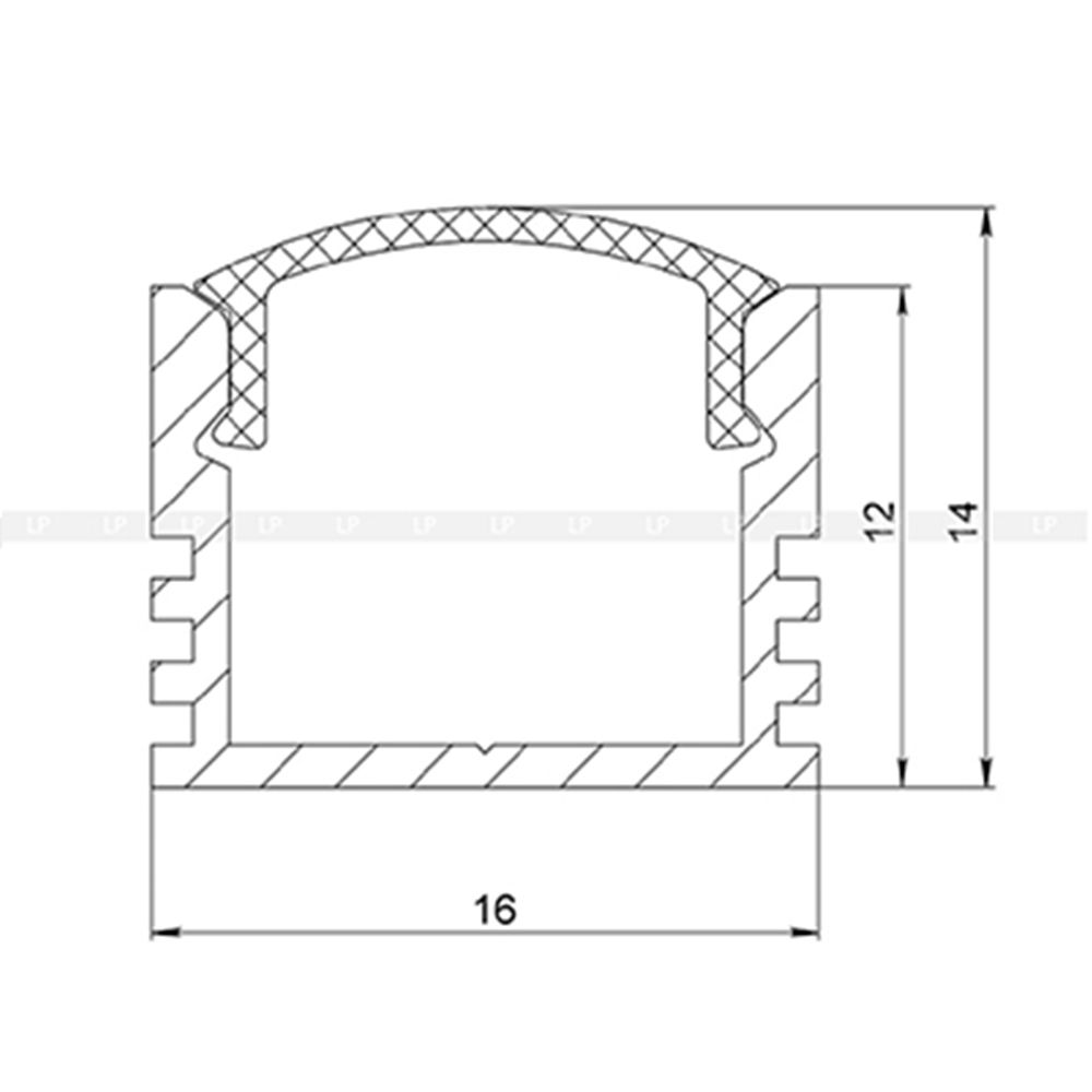 Алюмінієвий накладний LED профіль ЛП 12