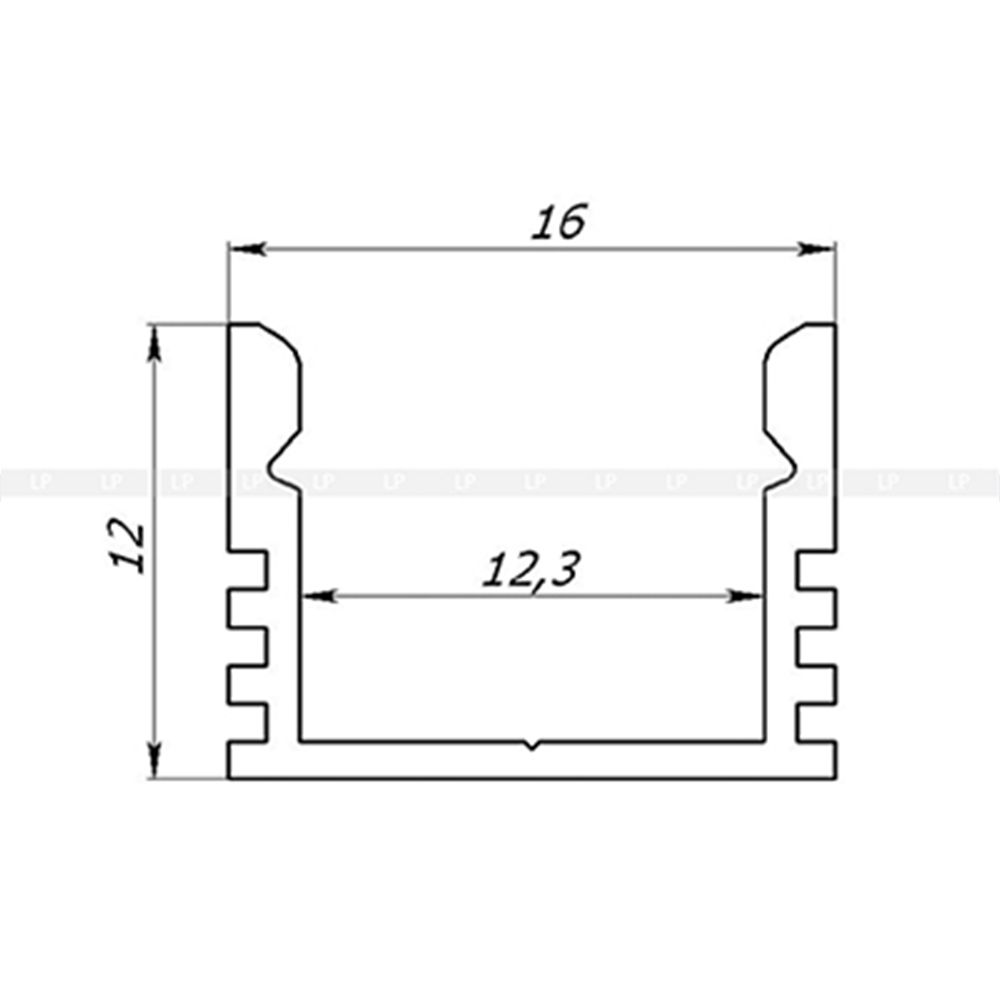 Алюмінієвий накладний LED профіль ЛП 12